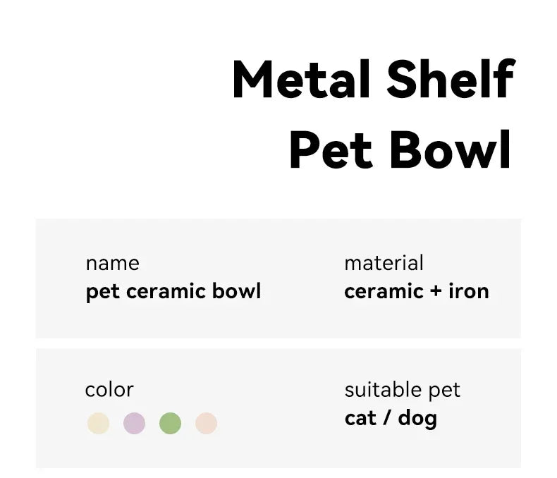 Cat Double Ceramic Bowl with Iron Stand Pet Elevated Raised Food Water Bowls Small Dogs Drinking Eating Feeding Supplies