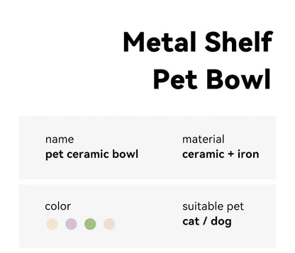 Cat Double Ceramic Bowl with Iron Stand Pet Elevated Raised Food Water Bowls Small Dogs Drinking Eating Feeding Supplies