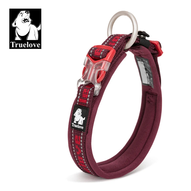 TrueLove TLC50121 Reflective Neoprene Dog Collar with Matching Leash, Adjustable Nylon Collar for All Dog Sizes