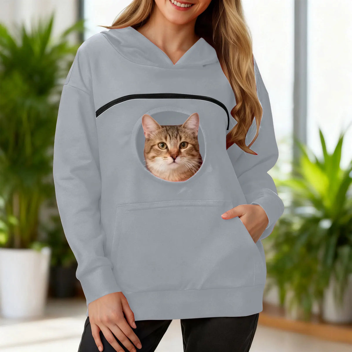 Plus Size 3XL Oversized Hoodies Women 2 in 1 Kangaroo Hoodie Sweatshirts for Pet Lover Cat Carrier Pouch Unisex Pullovers Tops