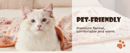 KEMORELA 3PCS Blankets Super Soft Fluffy Premium Fleece Pet Blanket Flannel Throw for Dog Puppy Cat Paw Brown Pink White