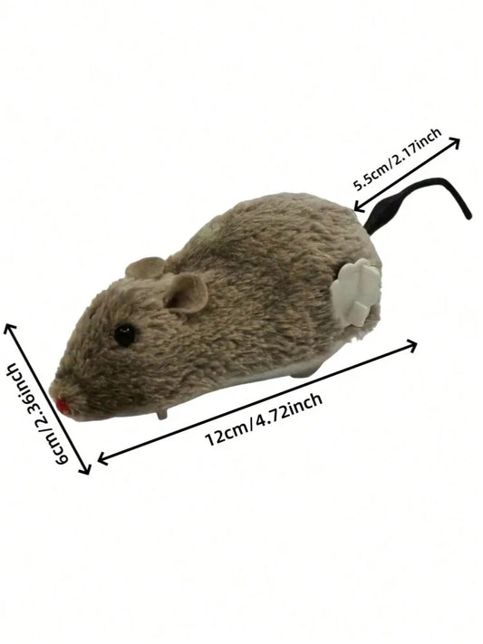 4 Color Cat Toys Wind-up Plush Mouse Toy for Cats and Dogs - Mechanical Movement Cloth Mouse, No Batteries Required