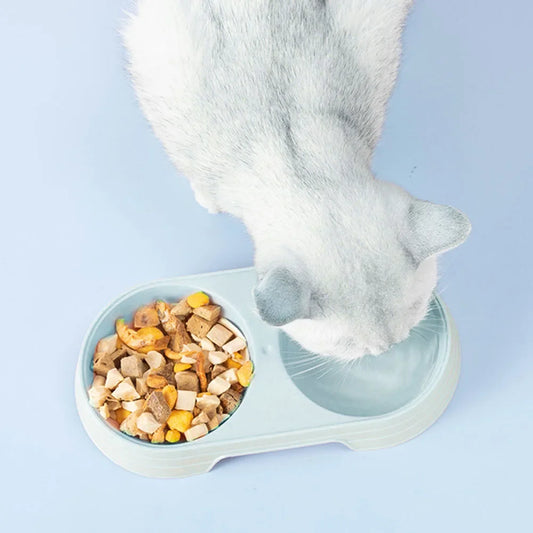 Double Pet Bowls 2 in 1 Candy Color Dog Food Water Feeder Pet Drinking Dish Feeder Cat Puppy Feeding Supplies Pet Accessories - Pet Suppie