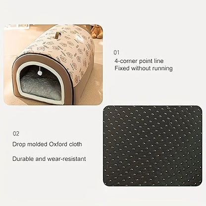 All-In-One Pet Shelter for Cats And Dogs | Dual-Function Design (Cat Bed + Dog House) with Play Ball | Convenient Handle for Eas