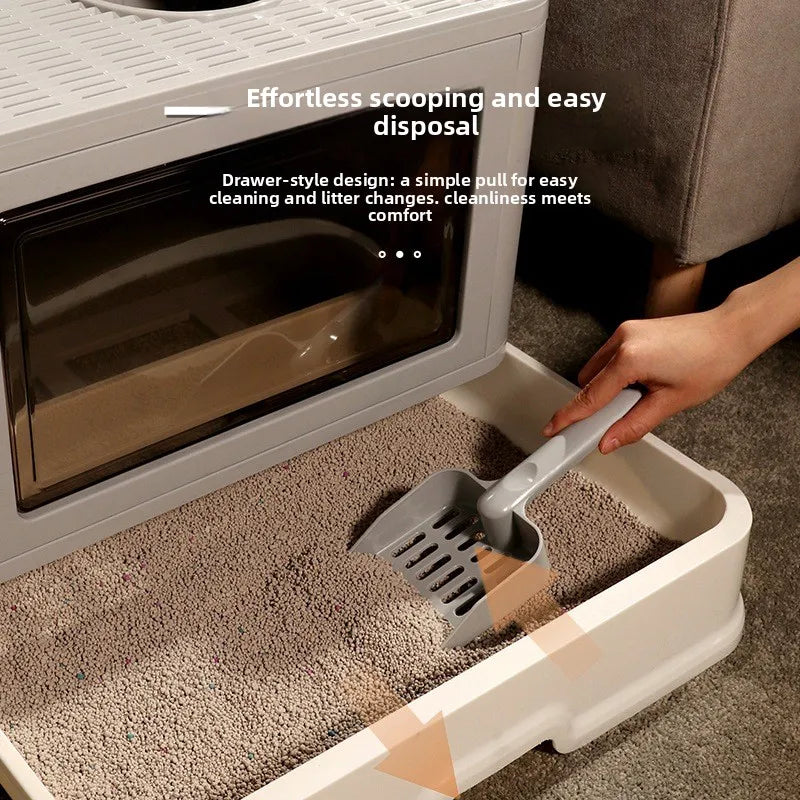 Large Closed Foldable Top Entry Cat Litter Box Automatic Self Cleaning Odor Control Anti Splash Easy Clean Cat Toilet Pet