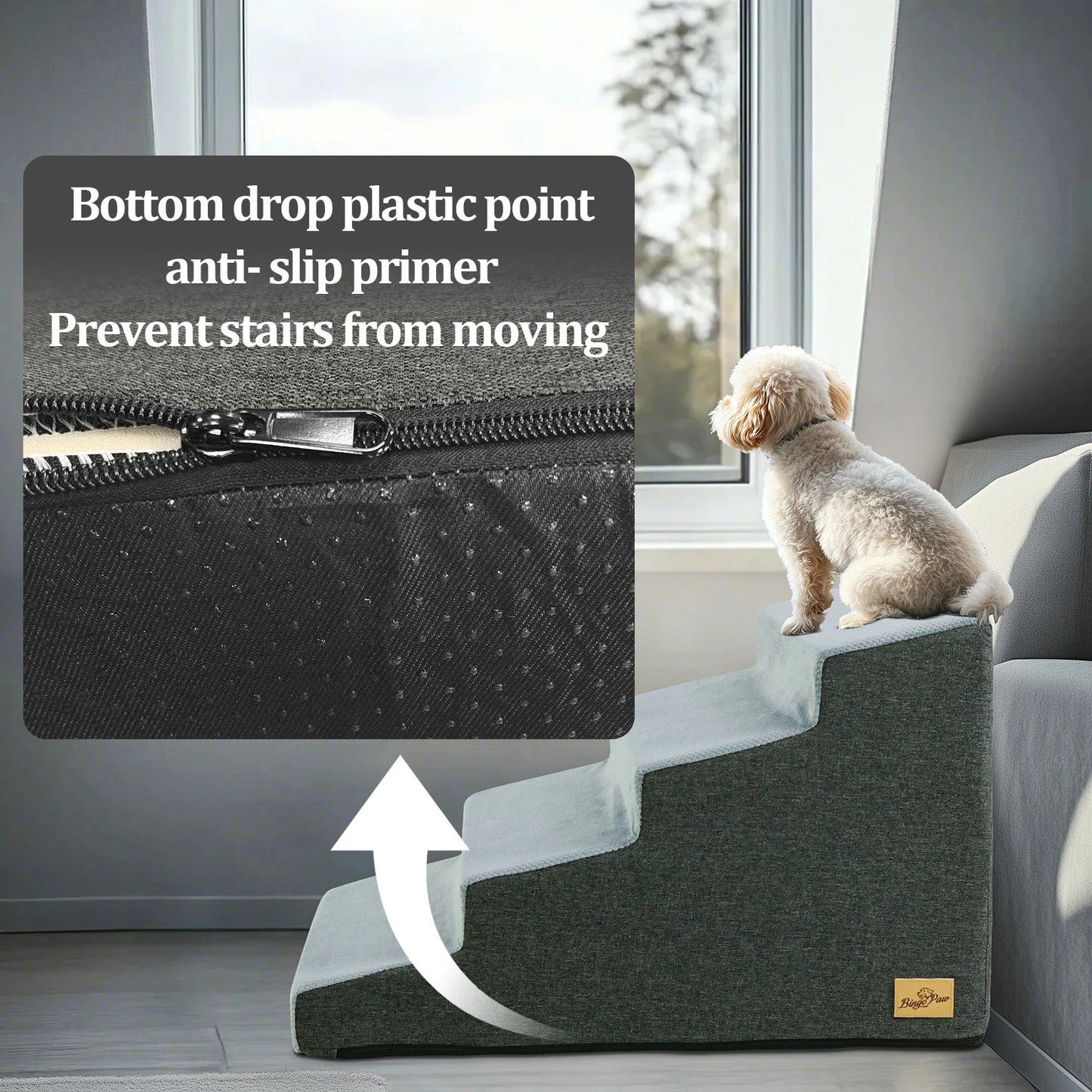 3/4/5 Steps Pet Dog Stairs Ramp High-Density Sponge Foam Dog Steps for Puppies Accessory for High Beds And Sofas