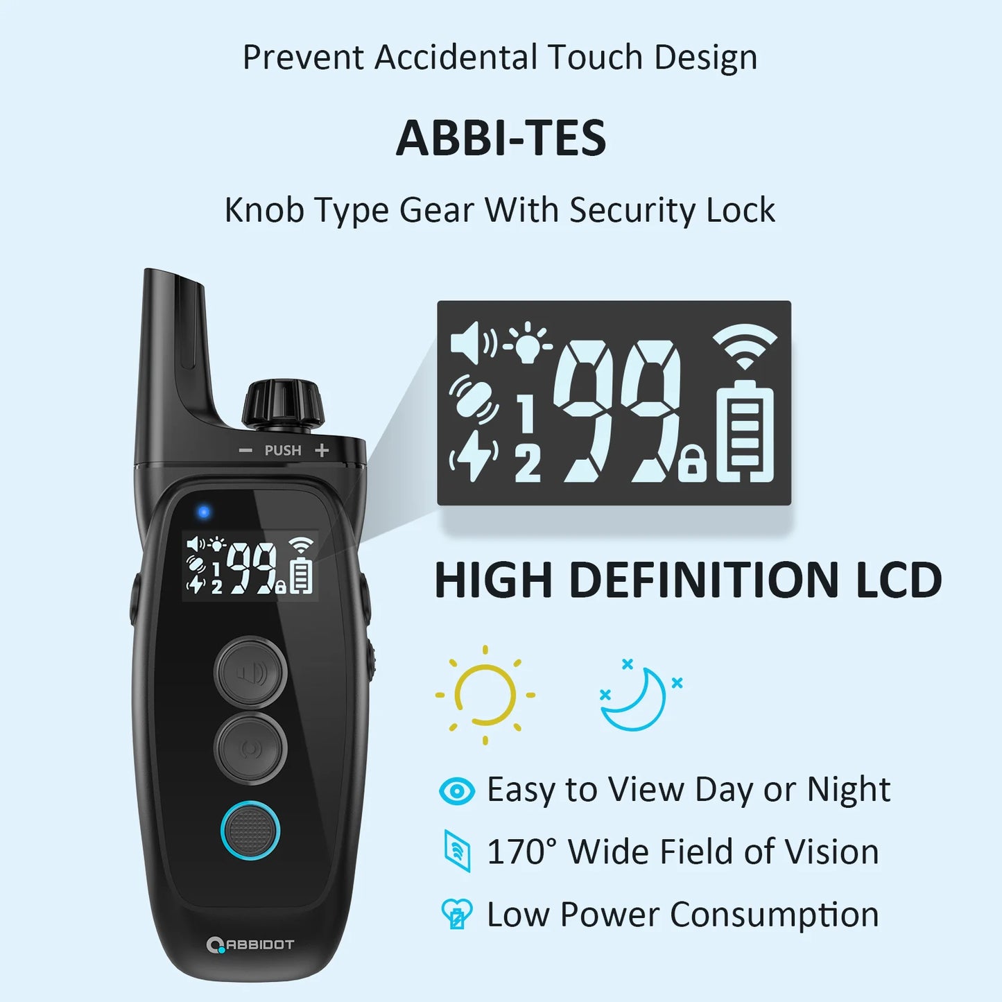 ABBIDOT T50 Dogs Training Electric Shock Collar for Pets 3300ft with LED Light Canine Equipment Supplies Accessories Power Strap