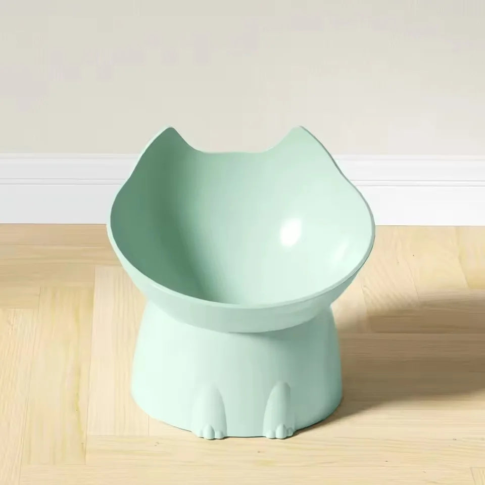 Elevated Cat Bowl Neck Protector Anti Vomiting Food Water Bowls for Indoor Cats Kittens Anti-Tip Plastic Raised Pet Feeding Dish