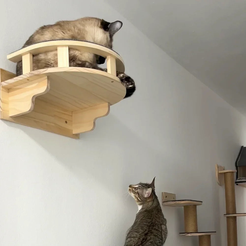 Wall Mounted Cat Scratching Hammock House Activity Tree Tower Sisal Scratcher Posts Rope Ladder Pet Furniture Indoor Cat Walkway