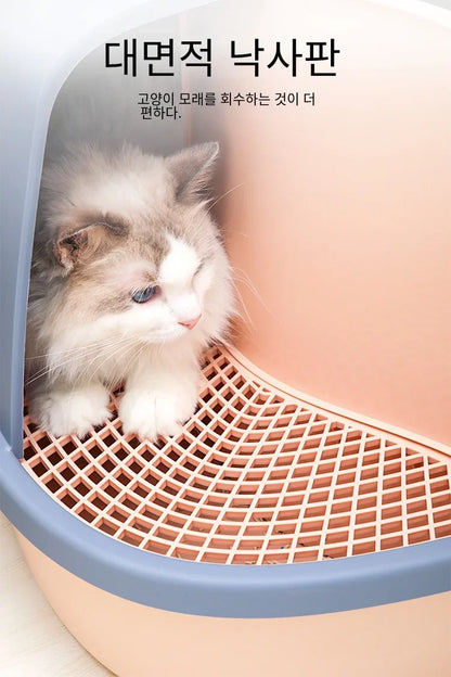 Large Corridor Cat Litter Box Spacious Toilet Anti-Splash Tray Fully Enclosed with Lift Cover Odor-Removing Sand Pedal Design