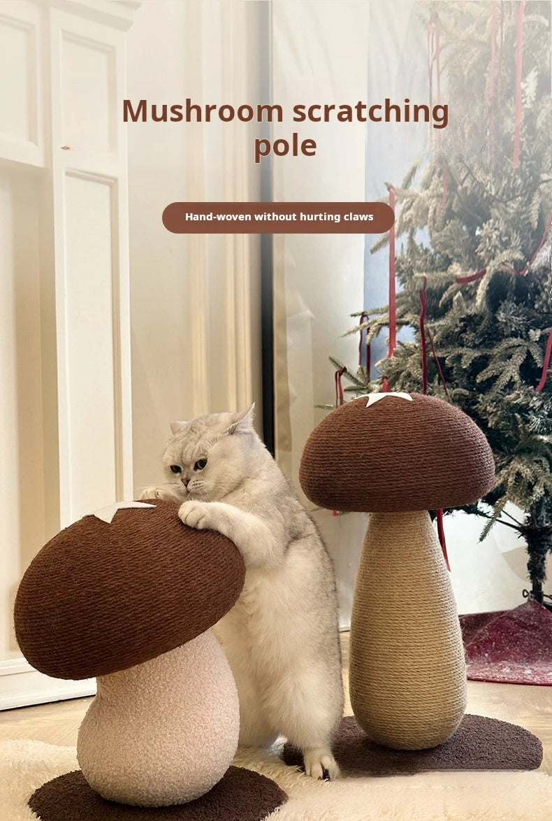 Mushroom Sisal Cat Scratching Post & Board, Vertical Claw Grinding Pad, Durable Non-Shed Cat Scratching Supplies