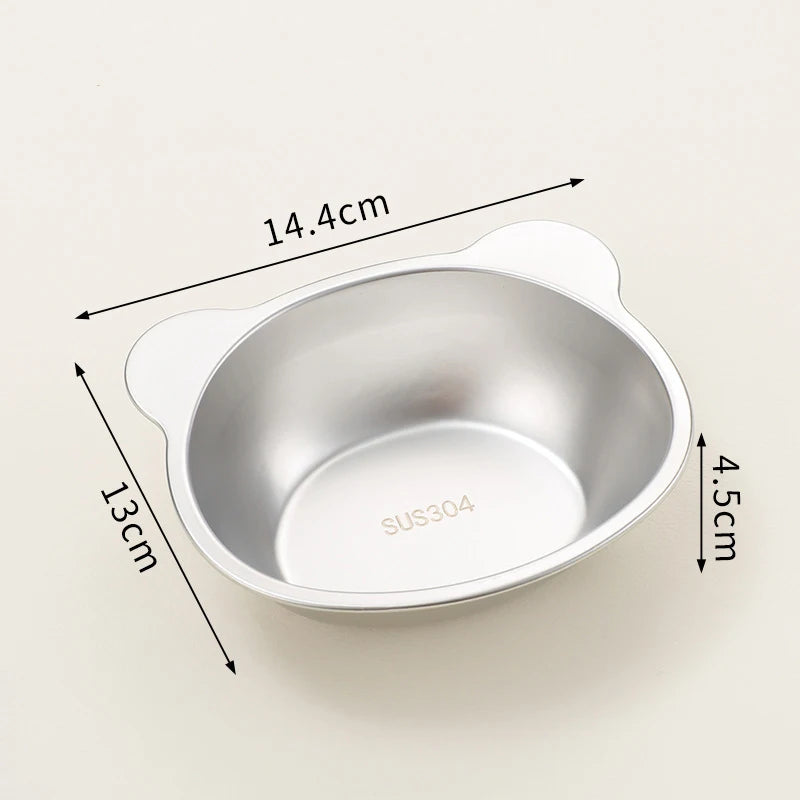 Stable Raised Cat Bowls Elevated 15° Neck Guard Dog Bowls Shatter-resistant 304 Stainless Steel Cat Food Bowl for Puppy and Cat