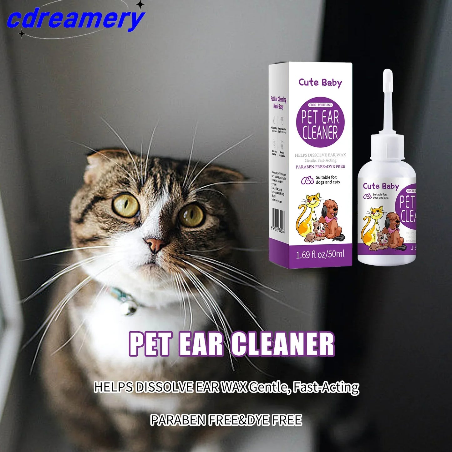 CDY  ear droppings, and ear drops. Suitable for cats and dogs to relieve itching and clean the ear canal