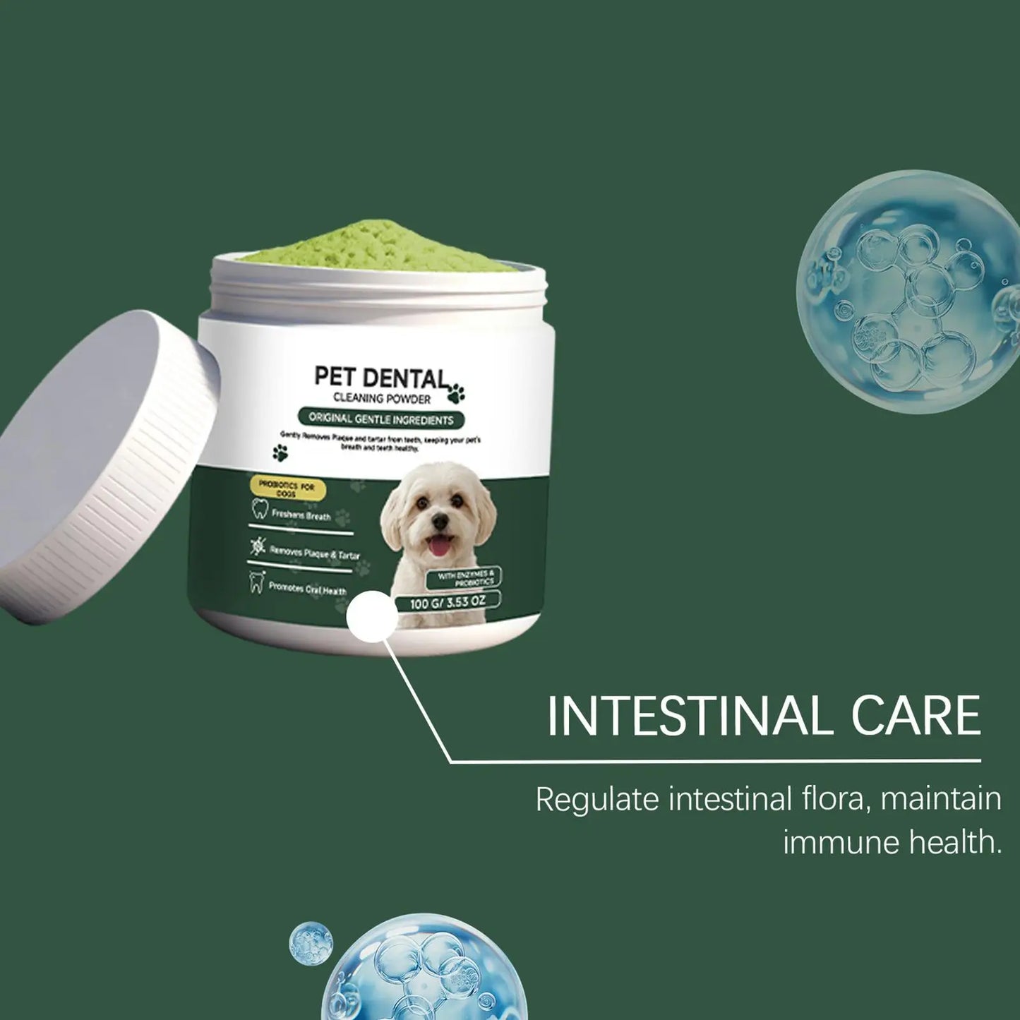 100g Dog Tooth Powder Freshen Breath Natural Plaque Tartar Remover Probiotic Teeth Cleaning Dental Care For Puppy Small Large