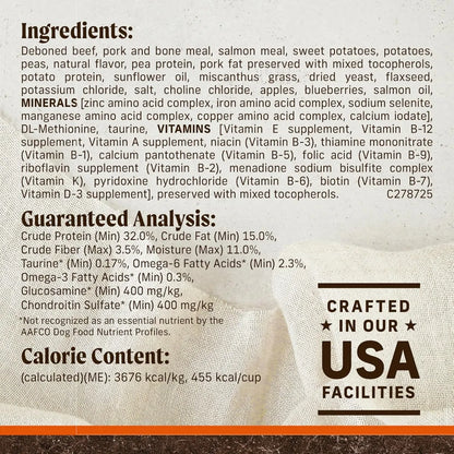 Merrick Premium Grain Free Dry Adult Dog Food, Wholesome And Natural Kibble, Real Texas Beef And Sweet Potato - 30.0 lb. Bag
