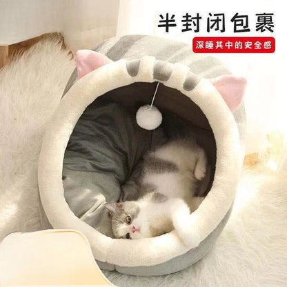 All-Season Semi-Closed Enclosure for Cute Cat Beds, Dog Beds, Winter Warmth Dog Beds, Pet Beds