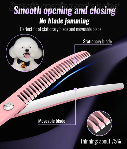 Fenice Dog Beauty Scissors Colorful 6.5/7/7.5 inch JP440C Professional Dog Grooming Scissors Curved Thinner Chunker Shears Tools