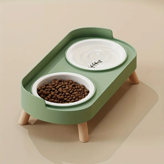 New Cat and Dog Elevated Double Bowl Water Feeding Integrated High Platform Double Bowl
