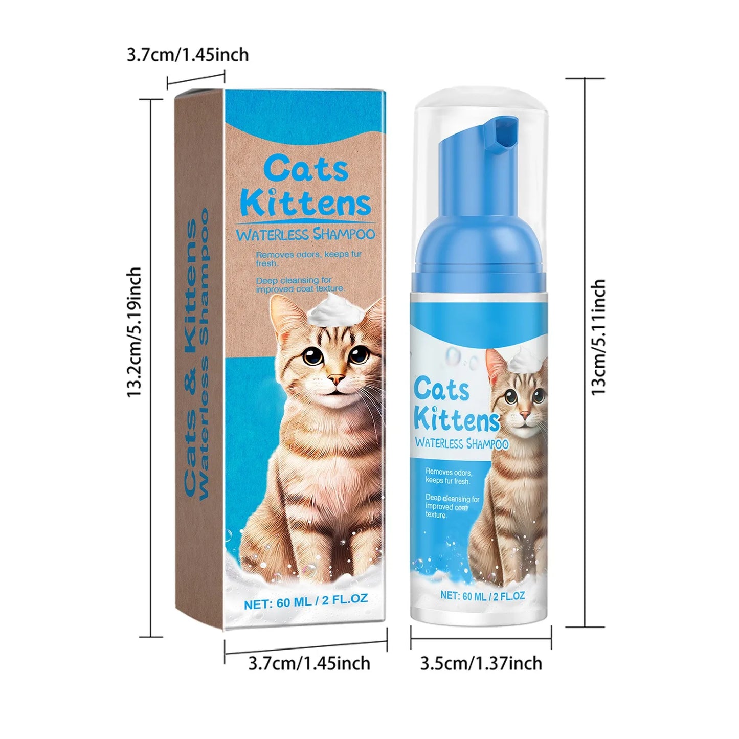 Waterless Cat Shampoo With No Need To Rinse Foam To Clean Cat Leave-in Foam Is Gentle And Non Irritating,60ml
