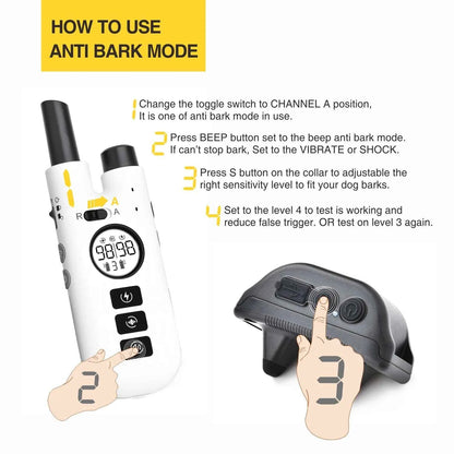 Dog Training Bark Collar 2 in 1 No Bark Control Collar 800M Rechargeable Dog Electric Collar Remote Waterproof Dog Pet Product