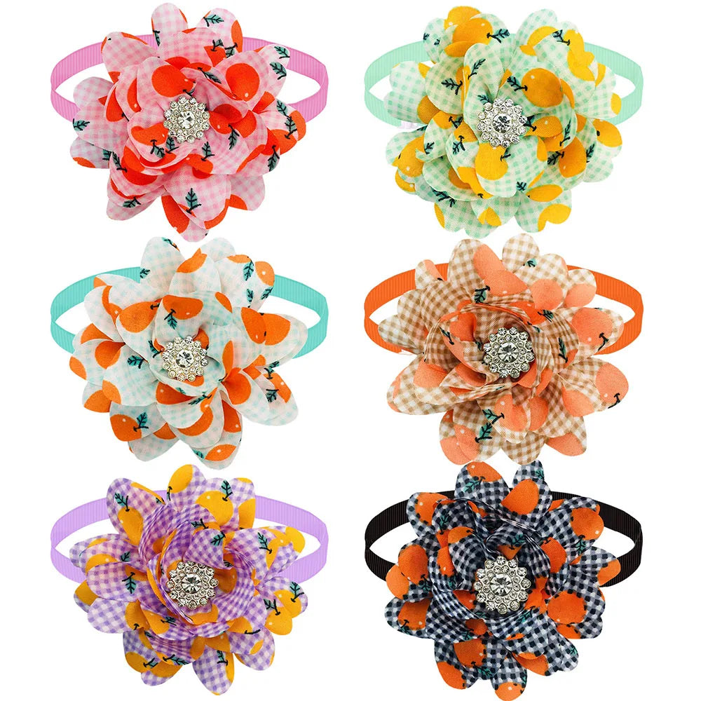 New 50PCS Flower Bowties For Dogs Fashion Dianomd Pet Dog Bow Tie Collar  Dog Pet Grooming Accessories For Small Dogs