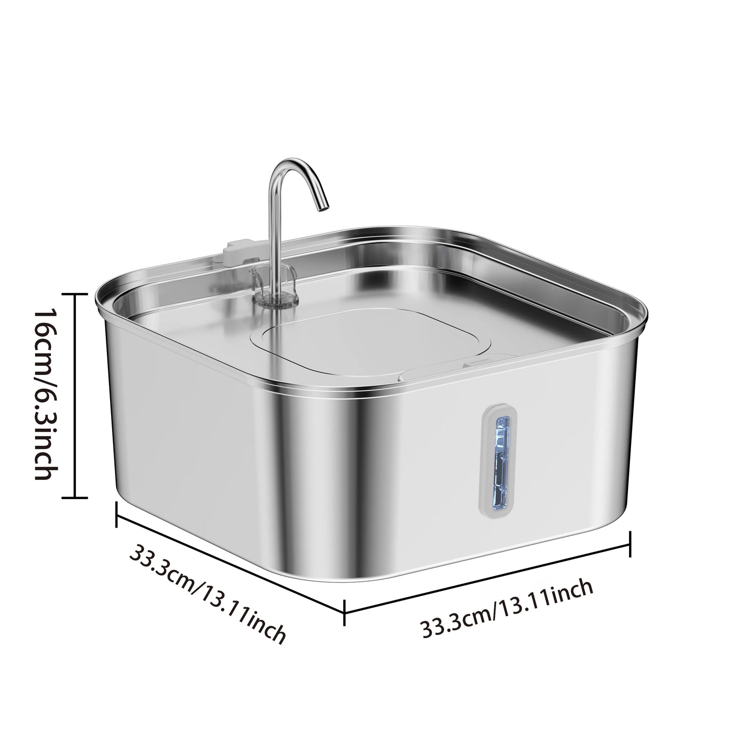 14L/7L Automatic Dog Water Fountain Stainless Steel Cat Pet Fountain with window Silent Cat Dog Water Feeder( No 5V 1A Plug