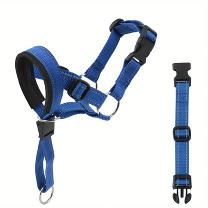 2-Pack Adjustable Nylon Dog Muzzles with Reinforced Stitching–Leader Halter with Safety Strap for Training and Pull-Free Walks