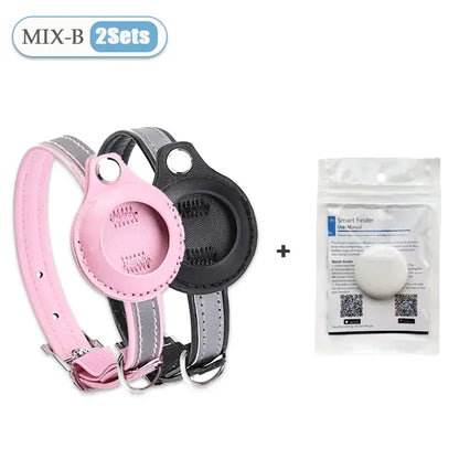 Pet GPS Tracker Leather Pet Adjustable Collars for Apple Airtag Location Tracker Dog Cat Anti-lost Reflective Protection Case