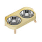 Ceramic Cat Bowls Double Set - Large Aperture Food & Water Bowls, Anti - Tip Design, Neck - Care for Cats and Dogs