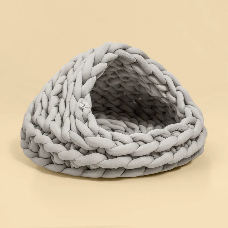 Cute Cat Bed Nest Small Dog Kennel Winter Thick House Weaving Pet Puppy Sleeping Bag Super Soft Cat Sleeping Bed Pet Cushion