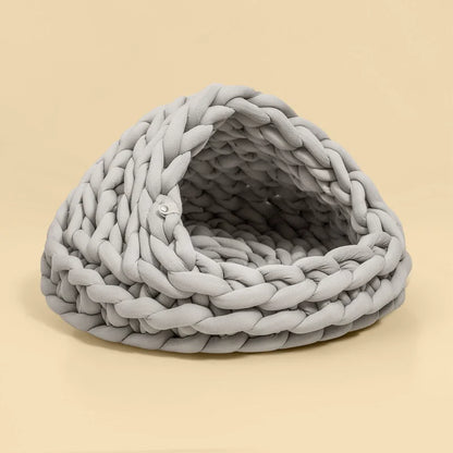 Cute Cat Bed Nest Small Dog Kennel Winter Thick House Weaving Pet Puppy Sleeping Bag Super Soft Cat Sleeping Bed Pet Cushion
