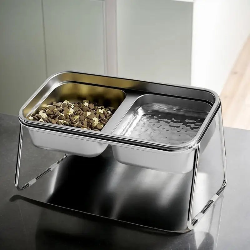 Cat Bowl Cat Food Bowl Stainless Steel Double Bowl Anti-Tip Pet Bowl Cat Eating Bowl Drinking Bowl Grain Bowl Dog Bowl