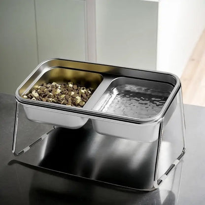 Cat Bowl Cat Food Bowl Stainless Steel Double Bowl Anti-Tip Pet Bowl Cat Eating Bowl Drinking Bowl Grain Bowl Dog Bowl