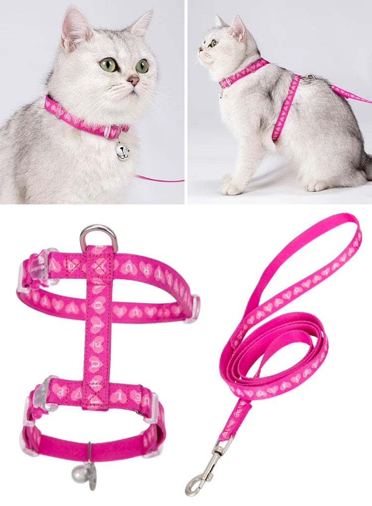 Truelove Pet Cat H-Shape Harness+Leash Set Vest-style and Puppy Chain Special Artifact to Prevent Break Free Home or Out TLH3912