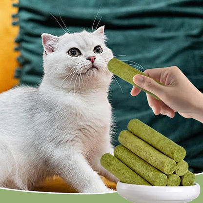 Cat Grass Sticks Grass Chewing Stick Freeze Dried Snacks Mouth Health Teething Digestive Aid Natural Teeth Cleaner Fattening Pet