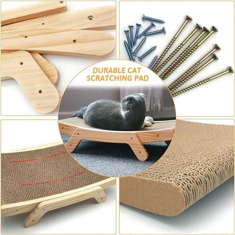 Wooden Cat Scratcher Scraper Detachable Lounge Bed 3 In 1 Scratching Post For Cats Training Grinding Claw Toys Cat Scratch Board