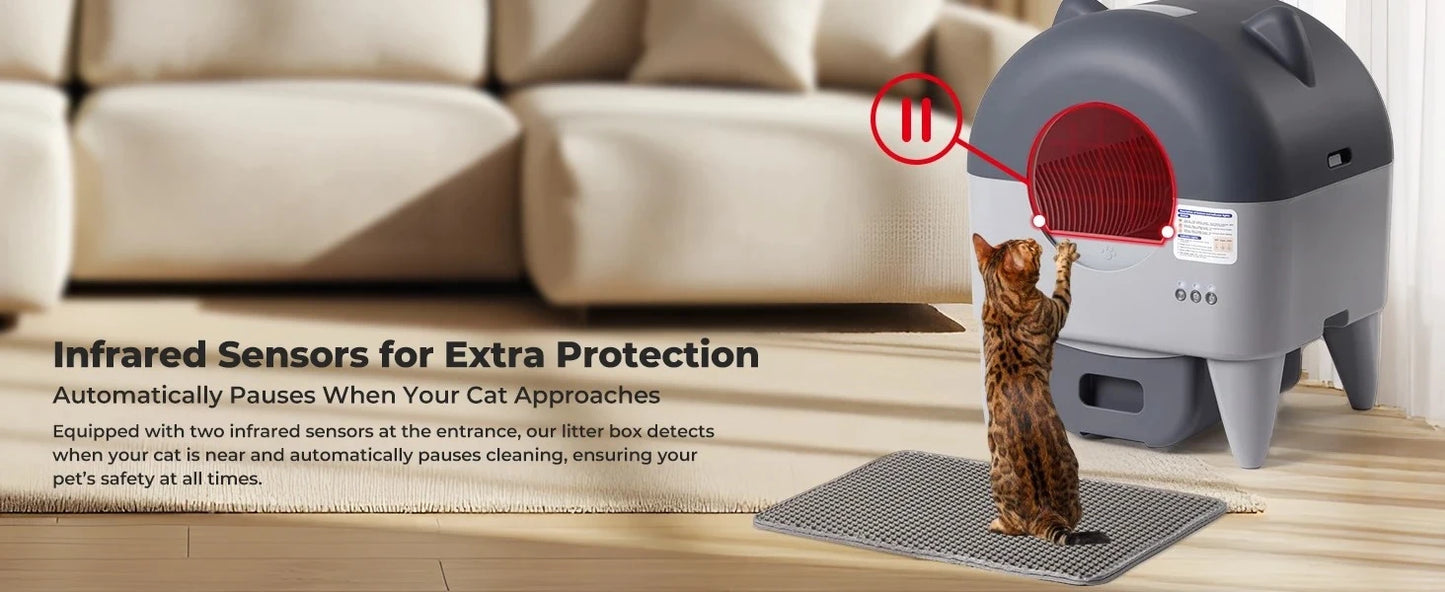 Automatic Cat Litter Box Extra Large Self Cleaning Litter Box with APP Control Odor Control for Multi-Cat Compatible