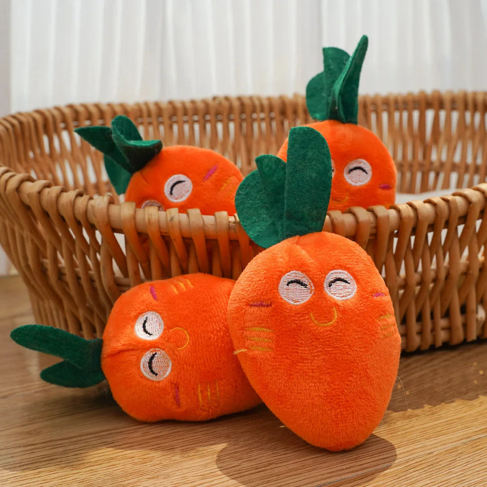Cute Bone Chicken Leg Fruit Carrot Plush Pet Toys Squeaky Durable Chew Toys for Dogs Cats Interactive Bite Resistant Teething Pe