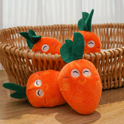 Cute Bone Chicken Leg Fruit Carrot Plush Pet Toys Squeaky Durable Chew Toys for Dogs Cats Interactive Bite Resistant Teething Pe