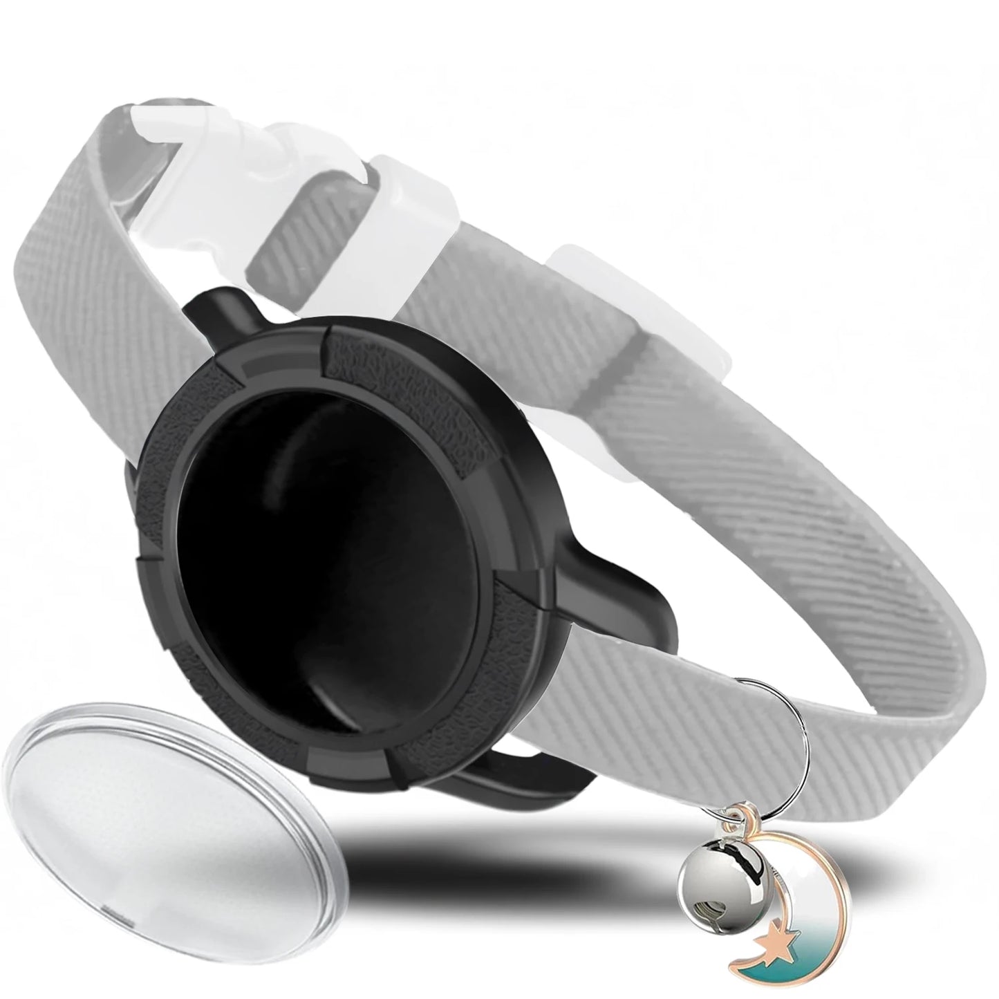 Fashion Anti-lost AirTag Cat Collar, Elastic Collar with Bell & GPS Tracking Holder Case for Cats Puppies（Tracker not included）