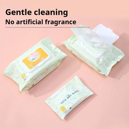 400 Pieces (5 Packs) of Pet Wipes Specifically for Dogs and Cats, Cleaning Tear Stains, Deodorizing Wet Wipes, Wiping Buttocks, Wiping Body, Wiping Feet, Antibacterial Products, Easy to Carry