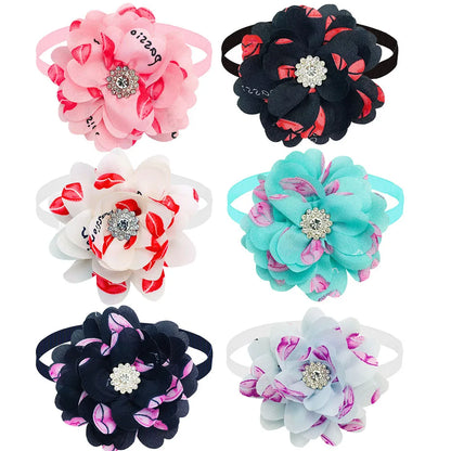New 50PCS Flower Bowties For Dogs Fashion Dianomd Pet Dog Bow Tie Collar  Dog Pet Grooming Accessories For Small Dogs