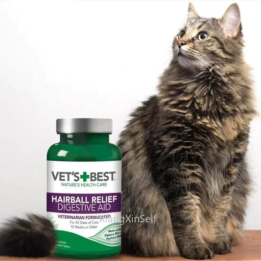 60 Tablets Vet's Best Pet Cat Hairball Relief Natural Digestive Aid & Hair Removal Supplement for Cats of All Sizes