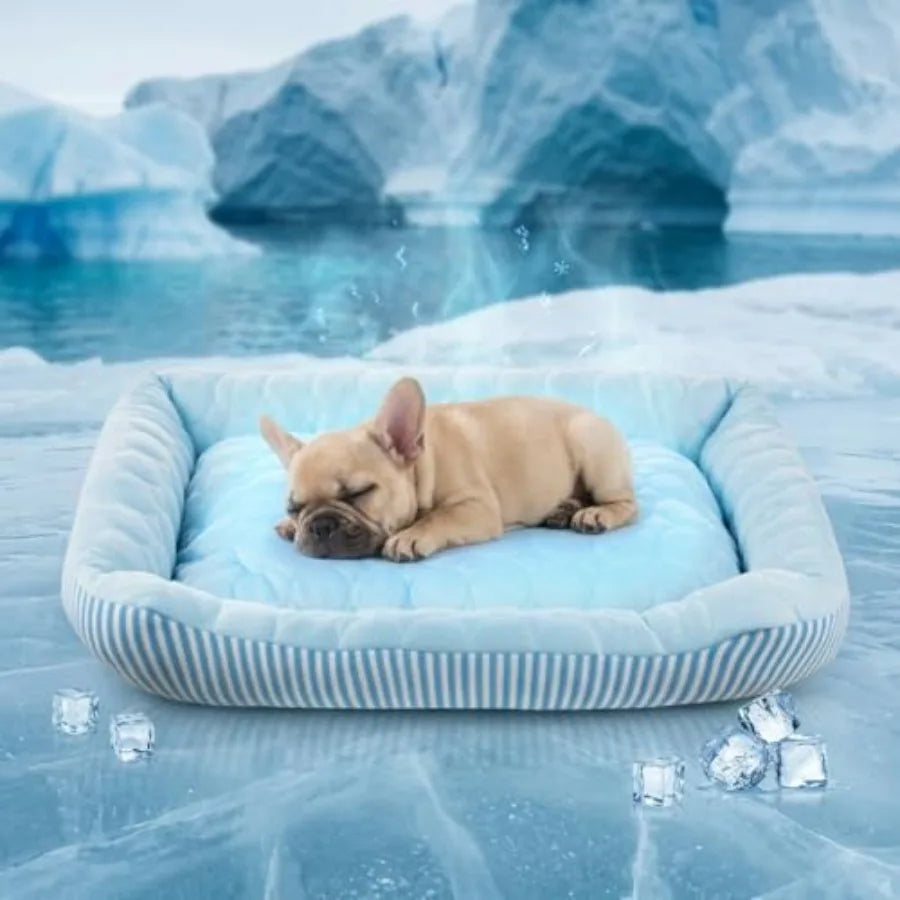 Cooling Dog Bed for Dogs Breathable Dog Cooling Mat with Self Cooling Ice Silk Fabric Washable Summer Pet Bed for Indoor Outdoo