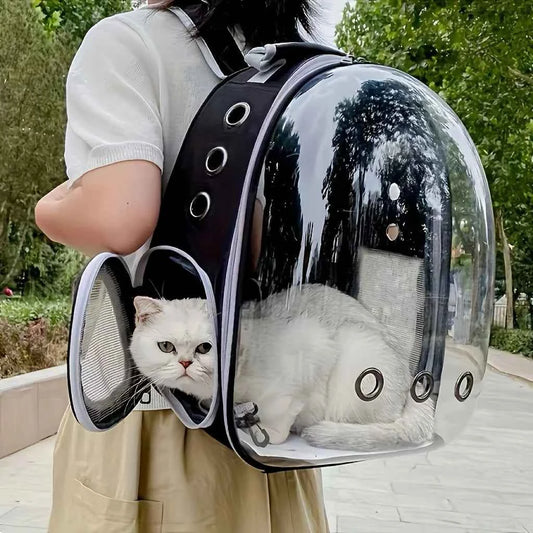 SpaceCapsule Pet Backpack - BreathableTransparent Travel Carrier,Suitable for Cats and Small Dogs Equipped with Zippers Portable
