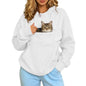Pet Lover Sweatshirt Women Pet Carrier Hoodie With Pet Pocket Drawstring Long Sleeve Cat Dog Holding Pullover Solid Loose Casual