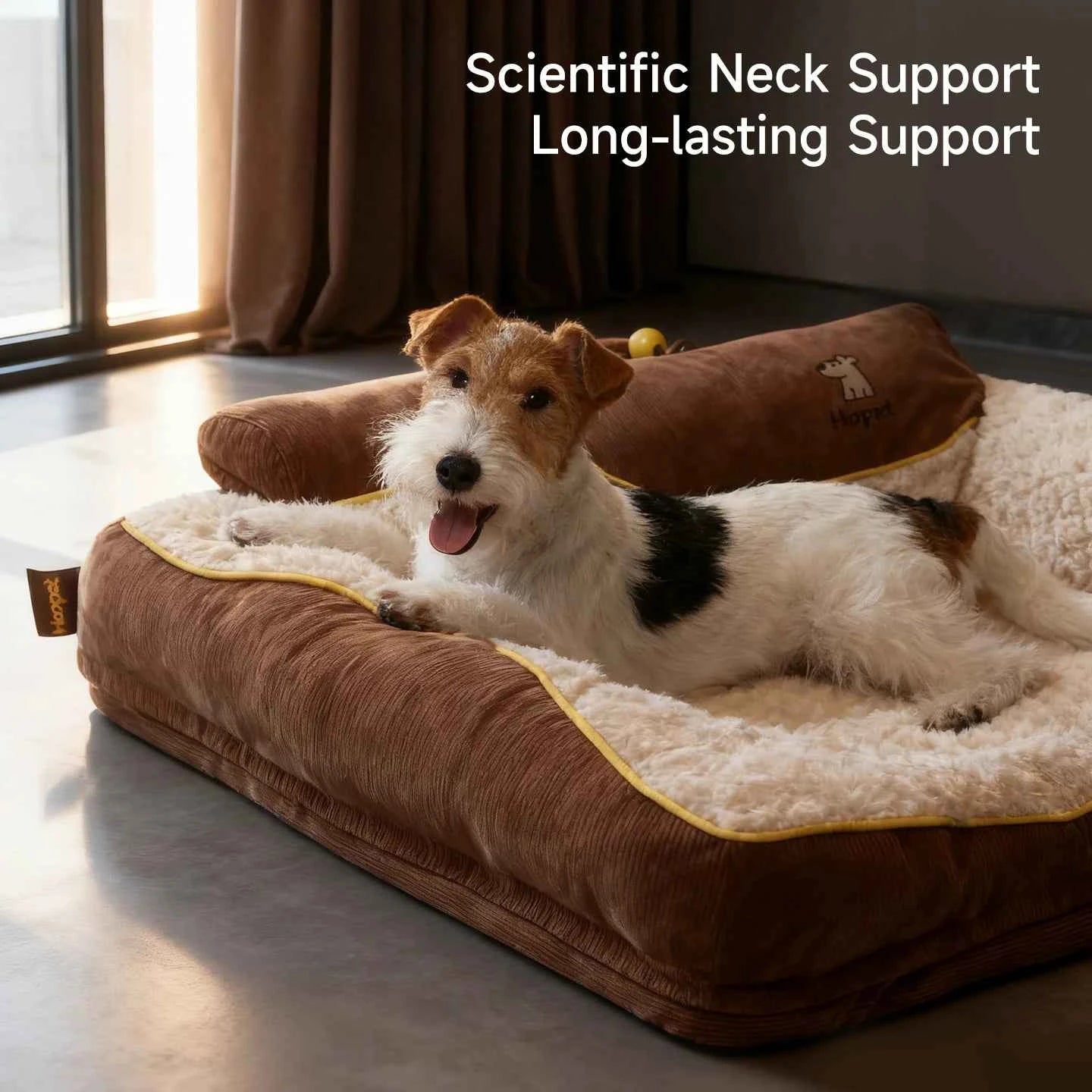 HOOPET 2025 New Large Dog Bed, Winter Warm Washable Pet Bed with Thick Padding & Bolster, Comfort Security Orthopedic Mattress