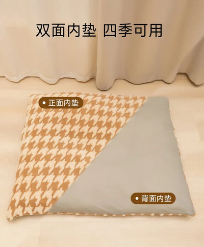 Dog Den Large-sized Dogs' Winter and Autumn Warmth Preservation Quilted Cat Den Drawer House Pet Bed Golden Retriever Washable