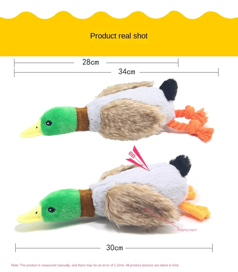 1pc Dog Chew Toys Cute Plush Duck Sound Toy Stuffed Squeaky Animal Squeak Dog Toy Cleaning Tooth Dog Chew Rope Pet Accessories