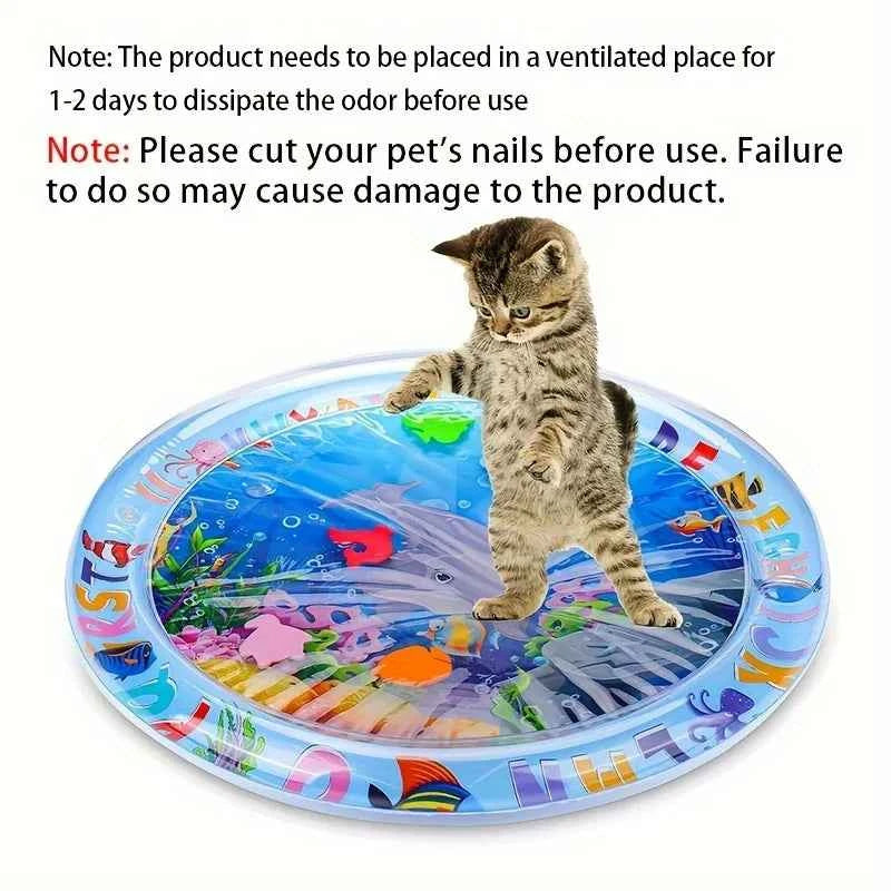Thickened Large Square Scratch-Resistant Pet Inflatable Water Bed Toy, Pet Interaction Cooling, water spraying, and ice cooling